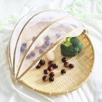 Cesta De Alimentos De Bambú Para Picnic Cubierta Malla Antipolvo Almacenamiento Ecológico Para Verduras Frutas Pan - details 7