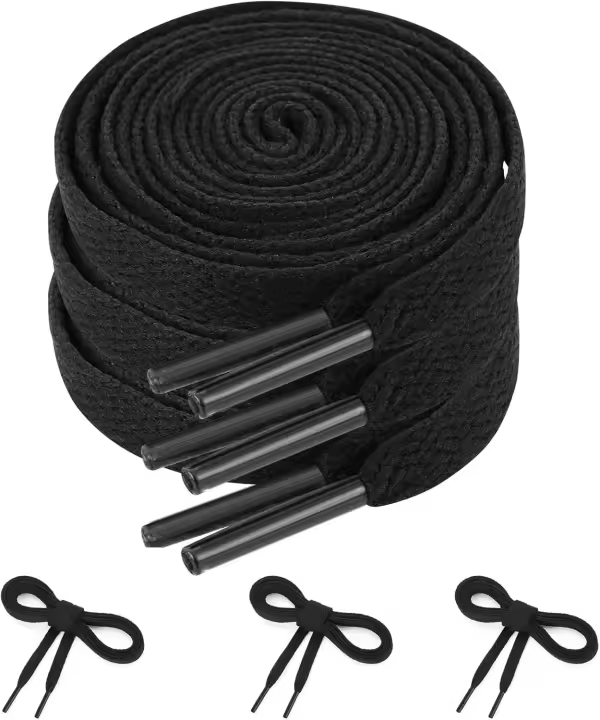 3 pares de cordones negros de 8 mm de ancho, cordones negros de 120 cm de largo, resistentes al desgarro, cordones negros para zapatillas deportivas y zapatillas de deporte, Negro , 120 - 1