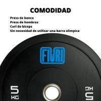FIURI Discos Olímpicos Recubiertos de Caucho, 5 a 25 kg, Entrenamiento de Fuerza, Crossfit, Material Gimnasio, Gym - details 1