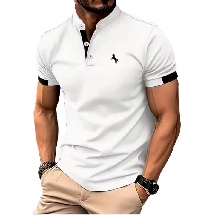 Camisa Polo Hombre Manga Corta Estilo Casual Verano Primavera Cuello Erguido Impresión De Logo Ajustada Transpirable Polyester - 1