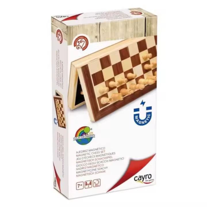 Juego de Ajedrez y Damas Marquetería Magnético grande Cayro - 1