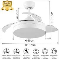 Ventilador de Techo LED con Mando y Temporizador, Motor Silencioso DC, Luz Regulable CCT, Estilo Blanco/Madera, 132 cm, IP20, Ideal para Salón o Dormitorio iotostark-LEDUNI - details 12