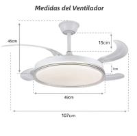 Ventilador de Techo con Luz LED 70W y Control Remoto Motor DC Silencioso 6 Velocidades Temporizador Iluminación Regulable 3000K-4200K-6500K 107cm - details 1
