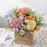Bouquet De Flores Artificiales De Seda Rosa Y Crisantemo Para Bodas Decoración De Hogar Navidad Arco De Jardín Regalo DIY Venta Al Por Mayor Y Menor - details 0