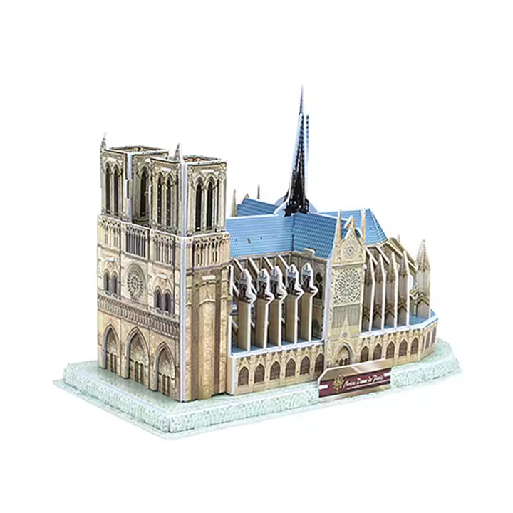 DAM. Puzle 3D de cartón de la Catedral de Notre Dame en París. 44 piezas. 25x17x11cm. - 1