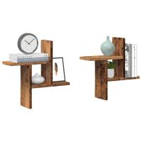 vidaXL Estantes pared 2 uds madera ingeniería 38x12x38cm en color Gris hormigón/Negro/Madera antigua y más | práctico organizador multiusos diseño compacto funcional - details 2