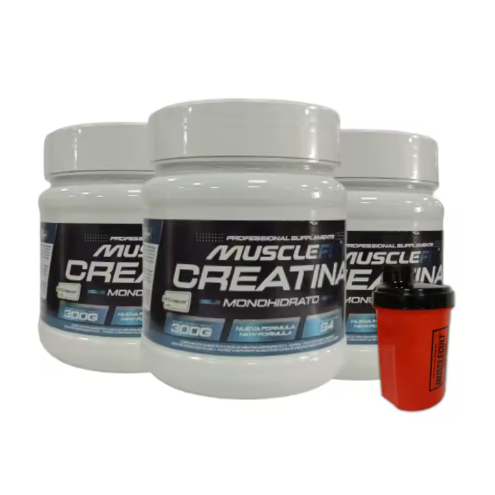 ¡Pack Ahorro! 3 x Creapure Creatina Monohidrato 300g + Shaker (regalo) - MuscleFit│MUSCLECULT│Mas músculos - 1