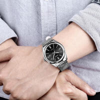 Reloj clásico hombre Casio MTP-1302D-1A1 dial negro Pantalla neón correa acero inoxidable - details 3