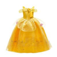 Vestido De Princesa Floral Sin Mangas Para Niñas Disfraz De Belle Y La Bestia Ropa De Fiesta Carnaval Halloween Talla True Mid-Calf Polyester - details 0