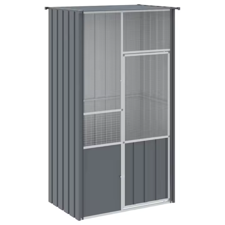 vidaXL Jaula de Pájaros Pajarera Casa de Aves de Exterior Acero Galvanizado Color Gris,  Antracita, y mas - 1