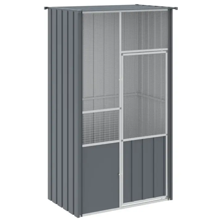 vidaXL Jaula de Pájaros Pajarera Casa de Aves de Exterior Acero Galvanizado Color Gris,  Antracita, y mas - 1