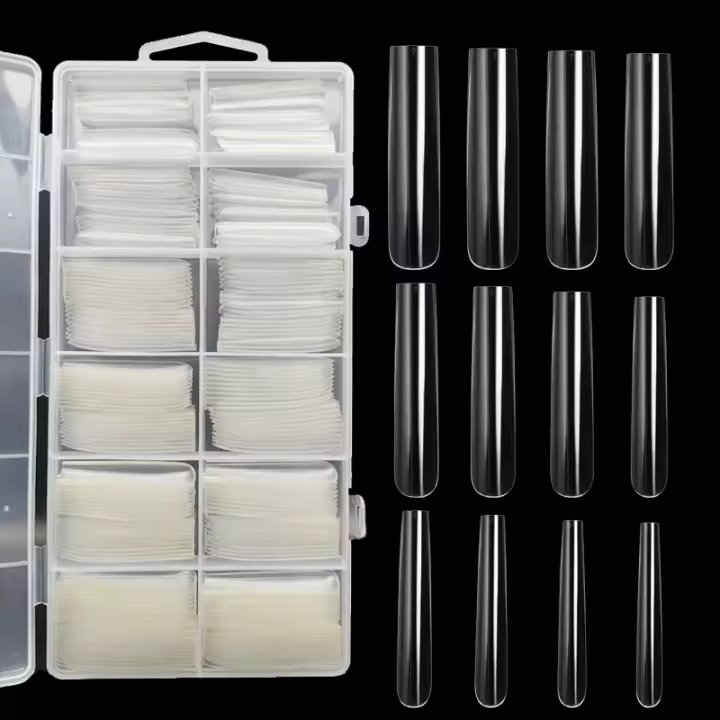 240Pcs Uñas Postizas Cuadradas Extra Largas Cubren Todo El Dedo 12 Tamaños Transparentes Para Uñas De Presión Falsas - 1