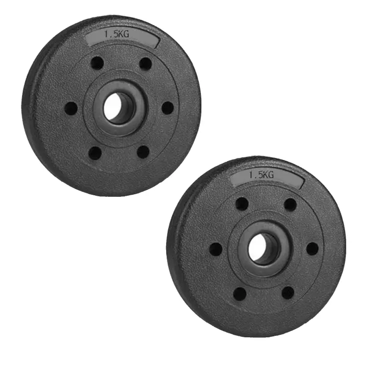 Wonduu Pack 2 Discos Pesas 3Kg para Barra con Diámetro de 2,5 cm (1,5Kg cada Disco) - 1