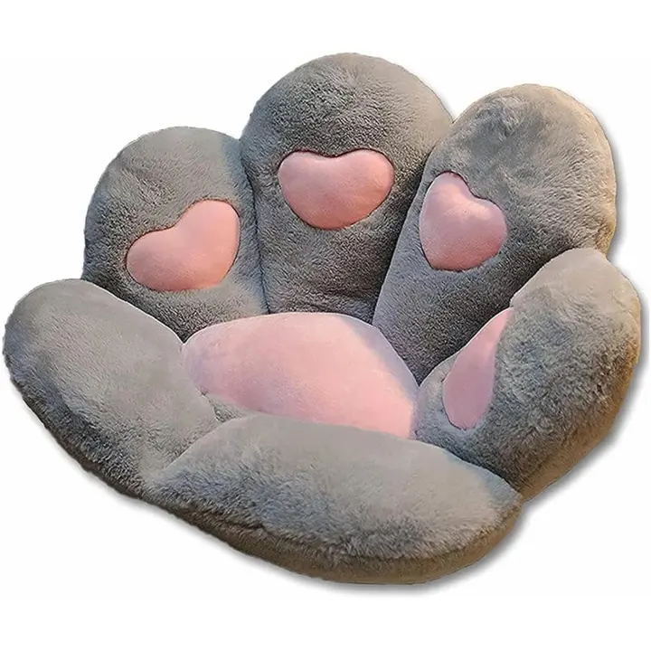 Cojín con forma de pata de gato, cojín de asiento para silla, 70 x 60 cm (gris) - 1
