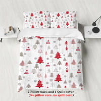 Juego De Cama Navideño 3 Piezas Con Patrón De Árbol De Navidad (1 Funda De Edredón + 2 Fundas De Almohada) Set De Algodón Suave Y Cómodo - details 1