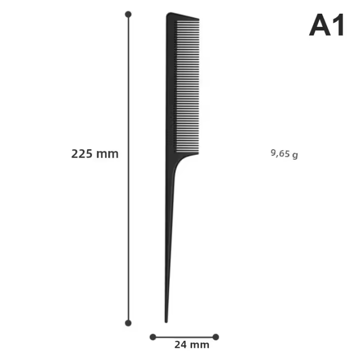 Set De Peine Profesional De Fibra De Carbono Para Peluquería Peine Para Cola De Caballo Corte Peine De Plástico Para El Cabello - 1