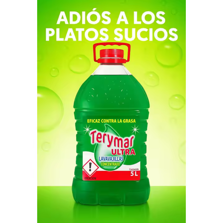 Terymar Ultra Lavavajillas Concentrado 5L — Eficaz Contra la Grasa, Ahorro y Potencia - 1