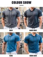 Sudadera De Carrera Para hombreQuick Drying Muscle Shirt Con Capucha Corta Para Gimnasio Y Entrenamiento Deportivo - details 15