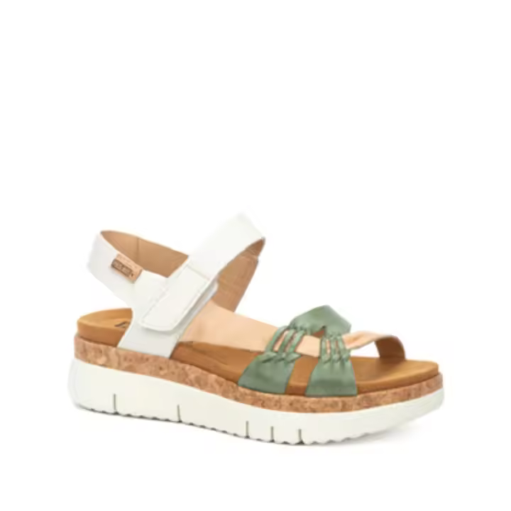 PIKOLINOS PALMA W4N-0968C3 SANDALIA DE MUJER EN PIEL COLOR MENTA , PISO PLATAFORMA CON PLANTILLA BIO DE PIEL, ULTRALIGERA, ADAPTABLE CON VELCRO. - 1
