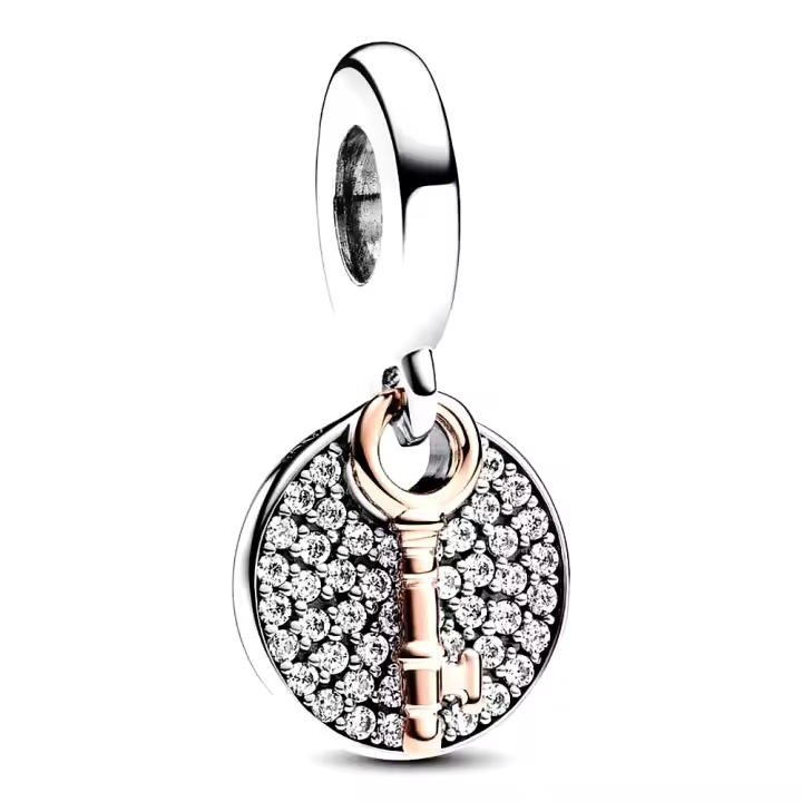 Pandora Charm de Colgante en Plata de Ley Clave de la felicidad en dos tonos，Incluye Caja Original - 1