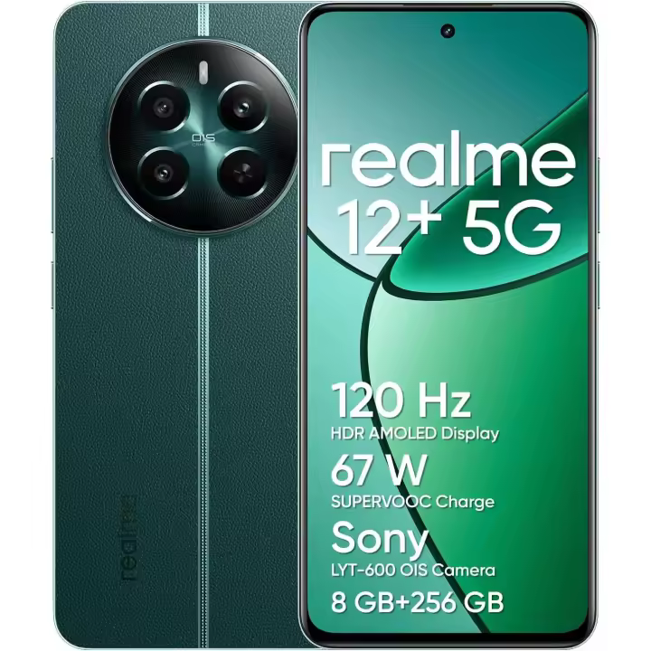 Teléfono - Realme 12+ 5G Smartphone, Cámara Sony LYT-600 OIS, Procesador Dimensity 7050 5G MediaTek, Pantalla AMOLED ultrafluida de 120 Hz, Carga SUPERVOOC de 67 W, realme UI 5.0 - 1