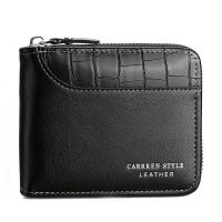 Cartera De Cuero Para Hombre Lujo Monedero Con Bolsillo Para Monedas Y Tarjetas Cierre De Cremallera Antirrobo Para Regalos - details 11