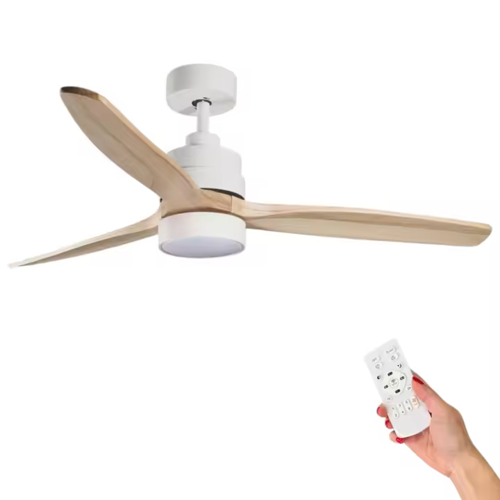 Ventilador de techo con luz LED 36W Blanco en 3 Temperaturas de Luz con Mando a Distancia -Motor DC Eficiente y Silencioso, 3 tonalidades, aspas desplegables retráctiles, 6 velocidades, control remoto, memoria, temporizador (ventilador-001 6990 D7) - 1