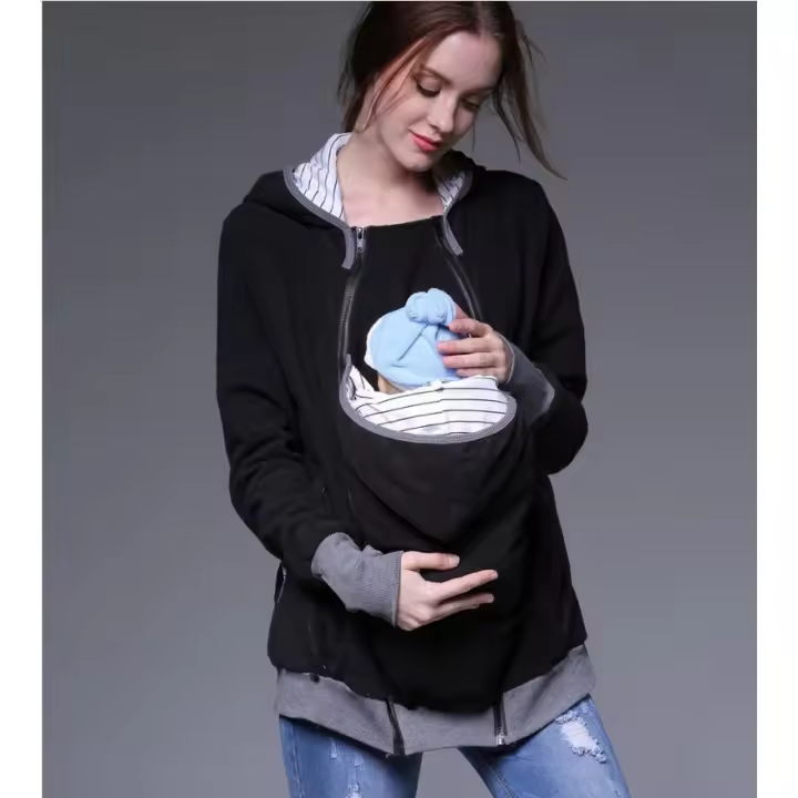 Sudadera con capucha para mujer con cremallera para embarazada, con capucha - 1