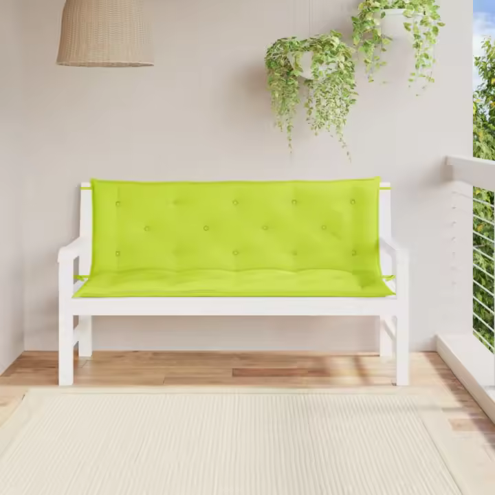 Fundas de Banco de Jardín 2 UDS verde brillante 150x50x7 cm - 1