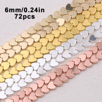 Bolas De Piedra Natural Hematita Corazón Platinadas Doradas 6MM Para Fabricación De Joyas Pulseras Collares DIY Gold Silver Plated Flat Heart-Shaped Hematite Natural Stone Spacer Loose Beads - details 0