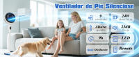 Aigostar Ventilador de Pie con Mando a Distancia, Temporizador 9h, 24W, Oscilante 135°, 9 Velocidades, 3 Modos, Altura Ajustable (61/109 cm). Silencioso, Pantalla LED - details 0
