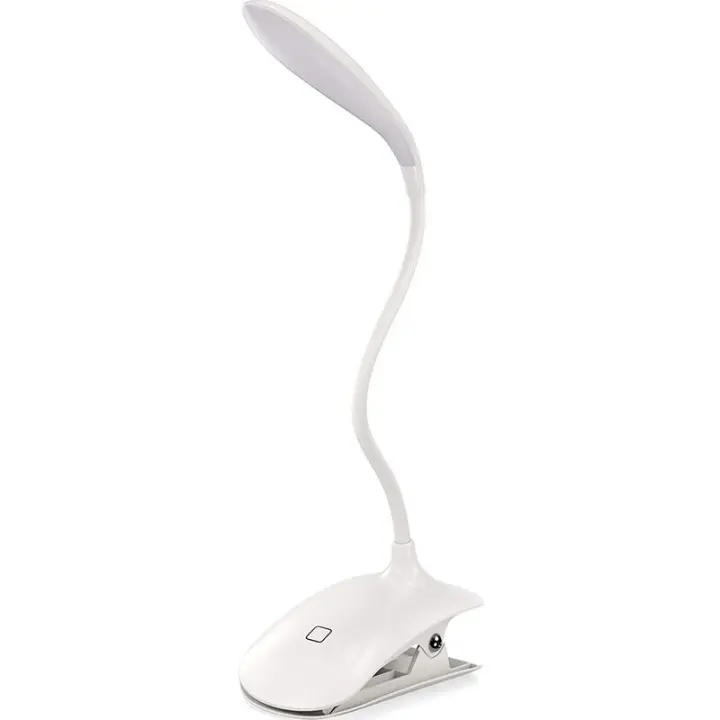 Lámpara de lectura recargable, 16 LED, lámpara de lectura con clip de 3 luces para cama, control táctil, ideal para niños y amantes de la lectura, color blanco - 1