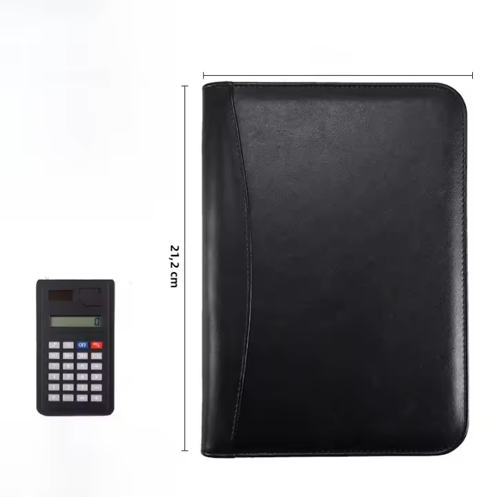 Cubierta De Cuero PU Para Negocios A5/A6 Portafolio De Hojas Sueltas Con Cierre De Cremallera Bolsa Para Libro De Notas Y Calcular - 1