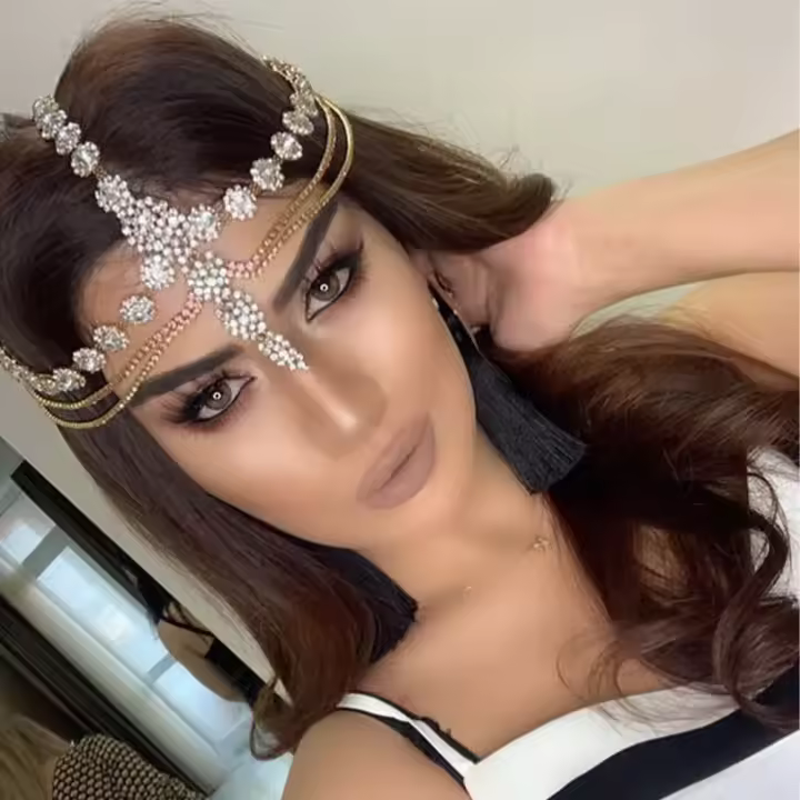 XSBODY Cadena De Cabeza Boho Con Rhinestone Multicapa Accesorio De Boda Geométrico Cadena De Pelo Para La Frontal Joyería De Novia Para Mujeres - 1