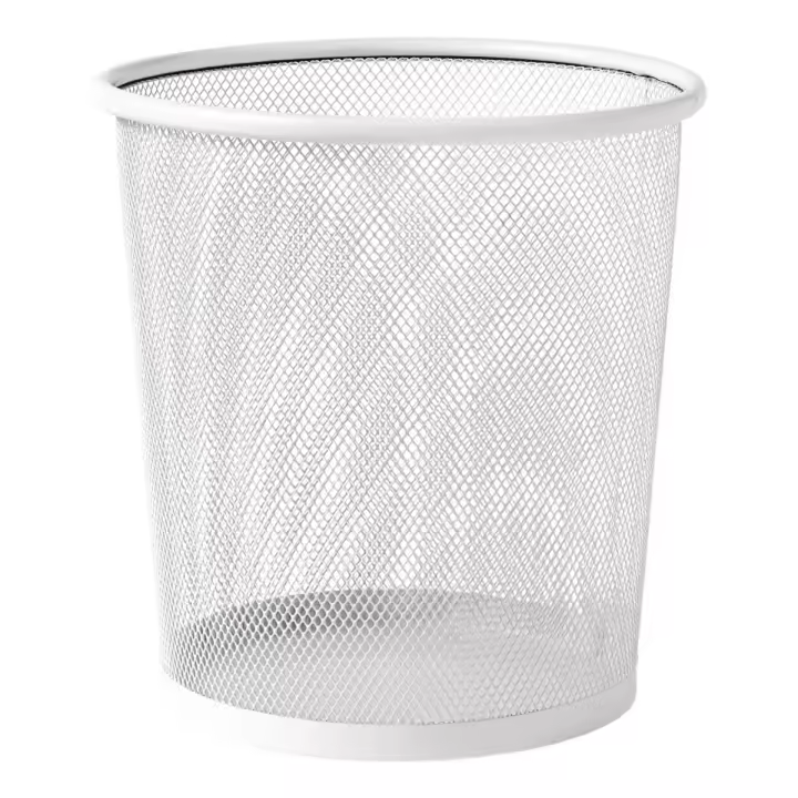 CABLEPELADO Papelera Malla Metalica, Cesto basura redondo metálico, Papelera Reciclaje, Cubo de Basura, Papelera Escritorio, Papelera Baño, 27 cm alto x 23.5 cm diámetro, 12 Litros (Blanco) - 1
