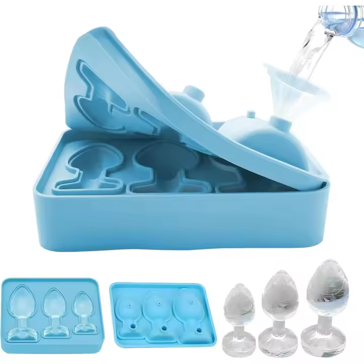 Molde para cubitos de hielo con tapa de silicona para adultos, diseño creativo de novedad, molde para whisky bebidas, fiesta de cumpleaños, apilable y reutilizable, bandejas de cubitos de - 1