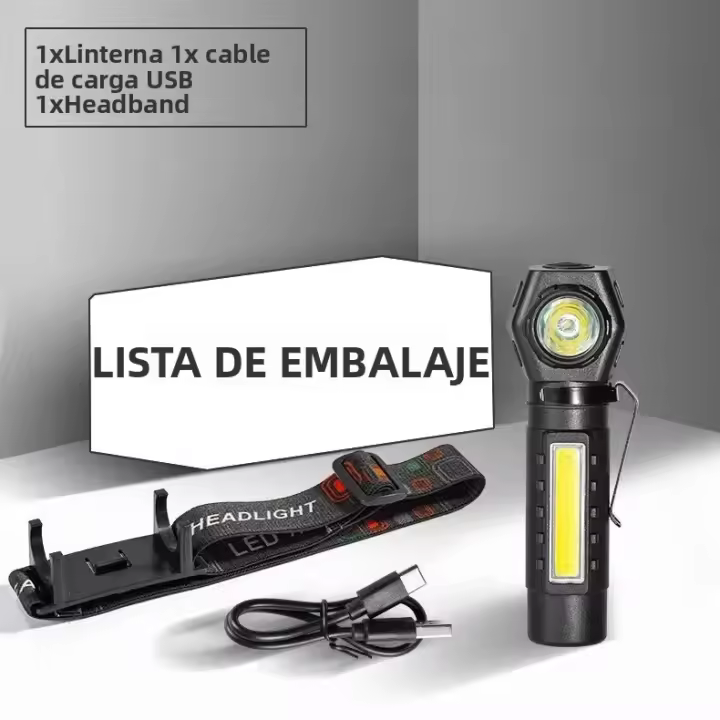 Linterna Frontal LED Super Brillante Recargable Con XPE COB Y Imán En La Cola Luz De Trabajo Dual Impermeable Para Aventura Camping Pesca Senderismo - 1