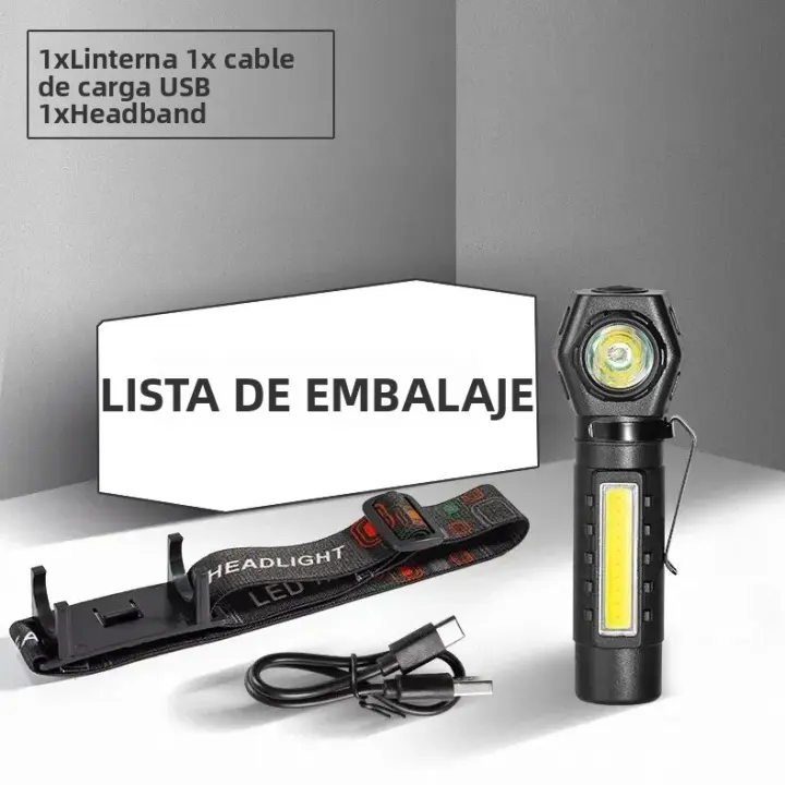 Linterna Frontal LED Super Brillante Recargable Con XPE COB Y Imán En La Cola Luz De Trabajo Dual Impermeable Para Aventura Camping Pesca Senderismo - 1