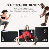 HOMCOM Caja Pliométrica 3 en 1 con Cremallera Caja de Salto con 3 Alturas Diferentes Entrenamiento de Fuerza en Casa Oficina Gimnasia Carga 120 kg 75x51x61 cm Negro - details 5