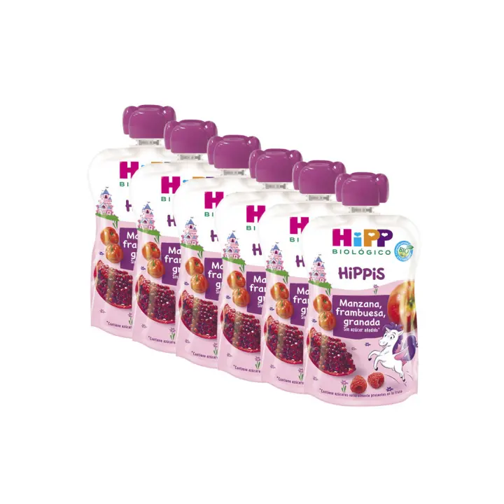 Pouches Unicornio (Manzana,frambuesa,granada) Bio 6x100g Hipp - 1
