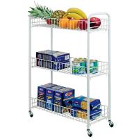 HOGUITA-Carrito Verdulero de Almacenaje para Cocina con Ruedas, Estantería de Metal de 3-4 Niveles, Estantes Multiusos para Cocina y Baño, 37x22x62cm/37x27.5x73.5cm - details 4