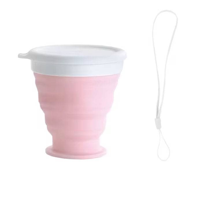 HOGARISIMO Vaso plegable silicona con tapa 200ml, taza plegable con tapa 200ml - 1