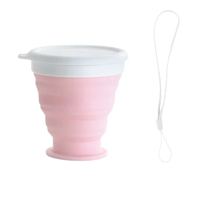 HOGARISIMO Vaso plegable silicona con tapa 200ml, taza plegable con tapa 200ml - 1