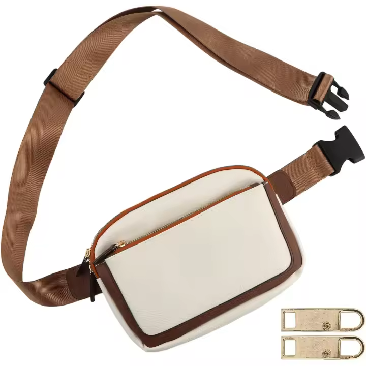 Riñonera de moda para mujer, bandolera con correa ajustable, ideal para viajes, deportes y running (color beige). - 1