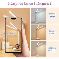 Lámpara De Mesa LED Con Reloj Y 2 Cabezas Rotativas 180° Luz Nocturna Táctil Recargable Por USB Protección Ocular Para Lectura - details 5