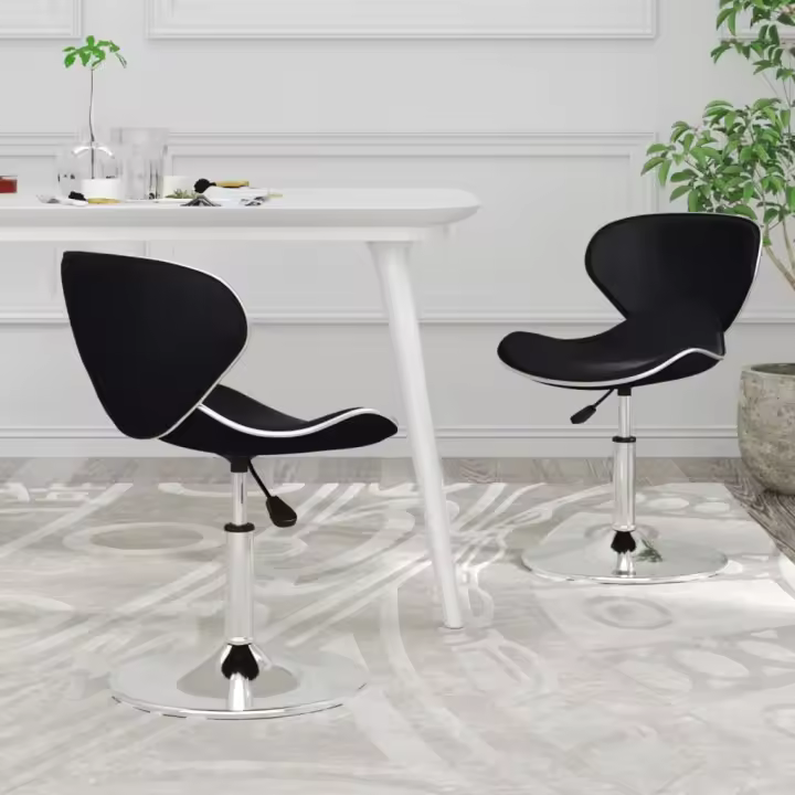 vidaXL Sillas de comedor 2 unidades cuero sintético en color Blanco/Negro | cómodas modernas ergonómicas para comedor cocina salón hogar - 1