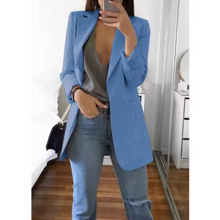 Chaqueta De Mujer Estilo Europeo Y Americano Casual Polo Cuello Redondo Ajustada Para Primavera Y Otoño 2024 Polyester Cotton - 1
