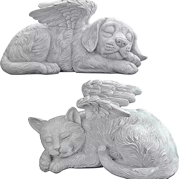 Estatua De Memoria Para Perros Y Gatos Ángel Estatua De Piedra De Recordación Para Jardín Decoración De Escultura De Resina Ornamento - 1