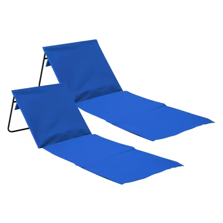 7H SEVEN HOUSE - Esterilla Plegable de Playa Acolchada con Respaldo, Acero y Tela Oxford, Impermeable, Secado Rápido, Diseño Portátil, Bolsillo Trasero, Asa de Transporte, Varios Colores, Pack 2 - 1