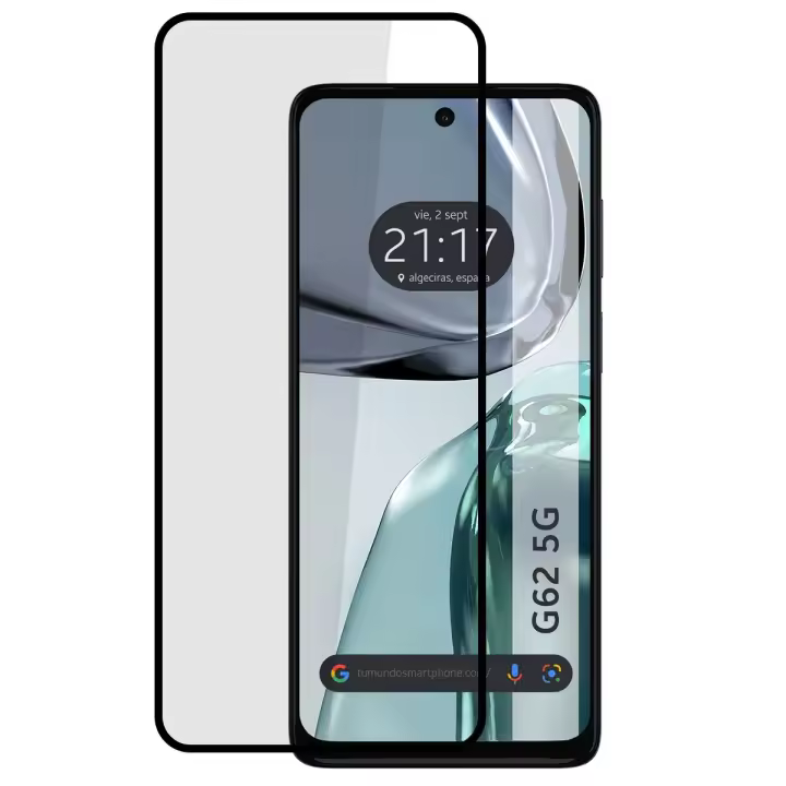 Protector Cristal Templado Completo 5D Full Glue Negro para Motorola Moto G62 5G Vidrio - 1